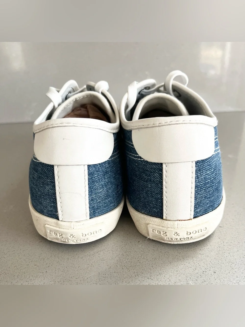 Rag & Bone Court Low Denim Sneakers Women's Shoes Blue Canvas Size 39.5 US 9.5
